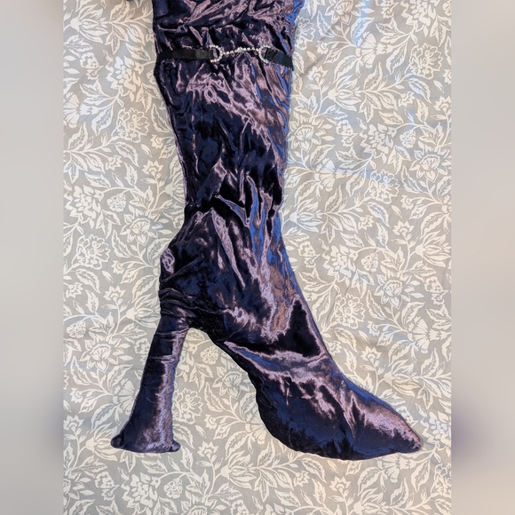Oi San Francisco VINTAGE Velvet Christmas Stocking Purple High Heel Feathers - Picture 3 of 10